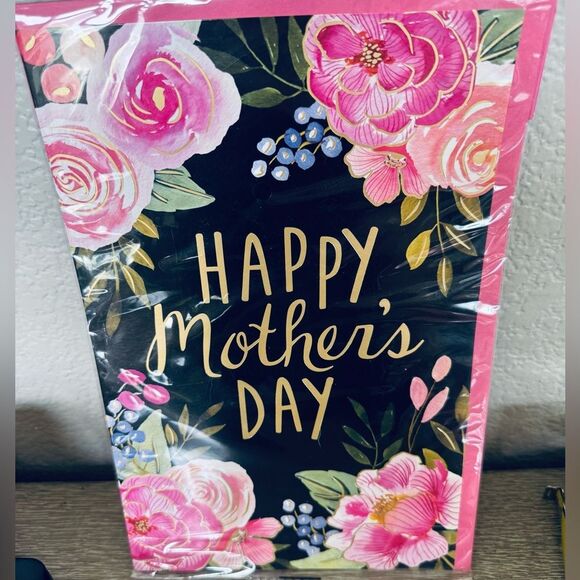 Extra Large Happy Mother’s Day Pink Black Floral Greeting Card - Picture 1 of 2